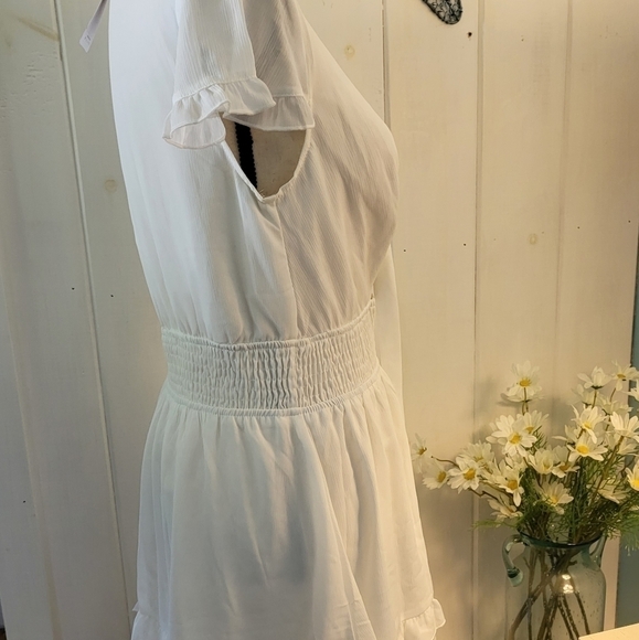 Pretty Garden Front Tie Smocked Chiffon Layered Skater Dress - Picture 6 of 15